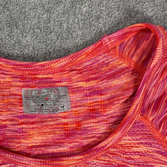 Athleta Fastest Track Tee Shirt Short Sleeve Ruched Women's Medium Pink Active - Picture 3 of 9